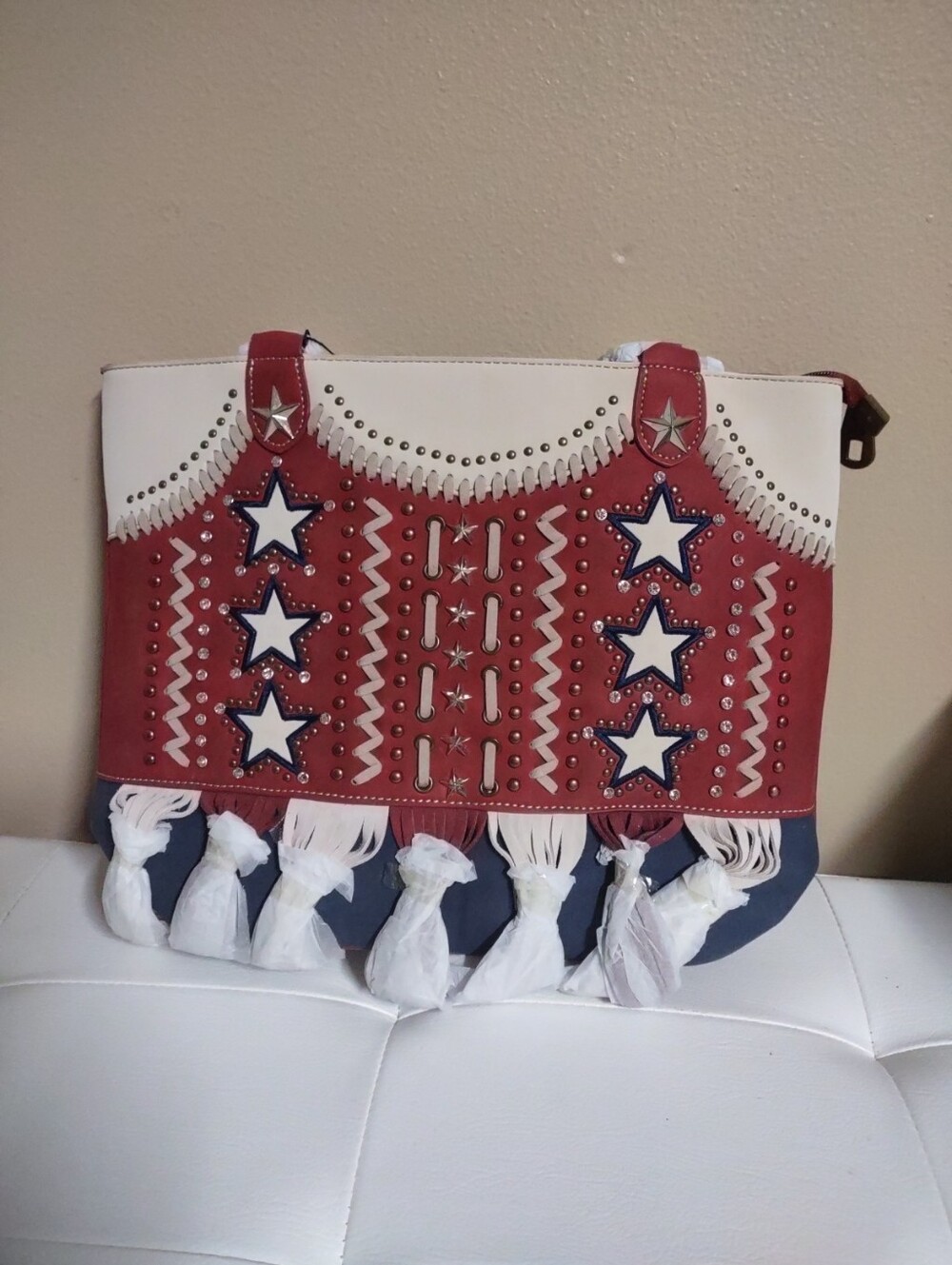Montana West Womens Concealed Carry Tote Bag Fringe US Star American Pride NWTIB